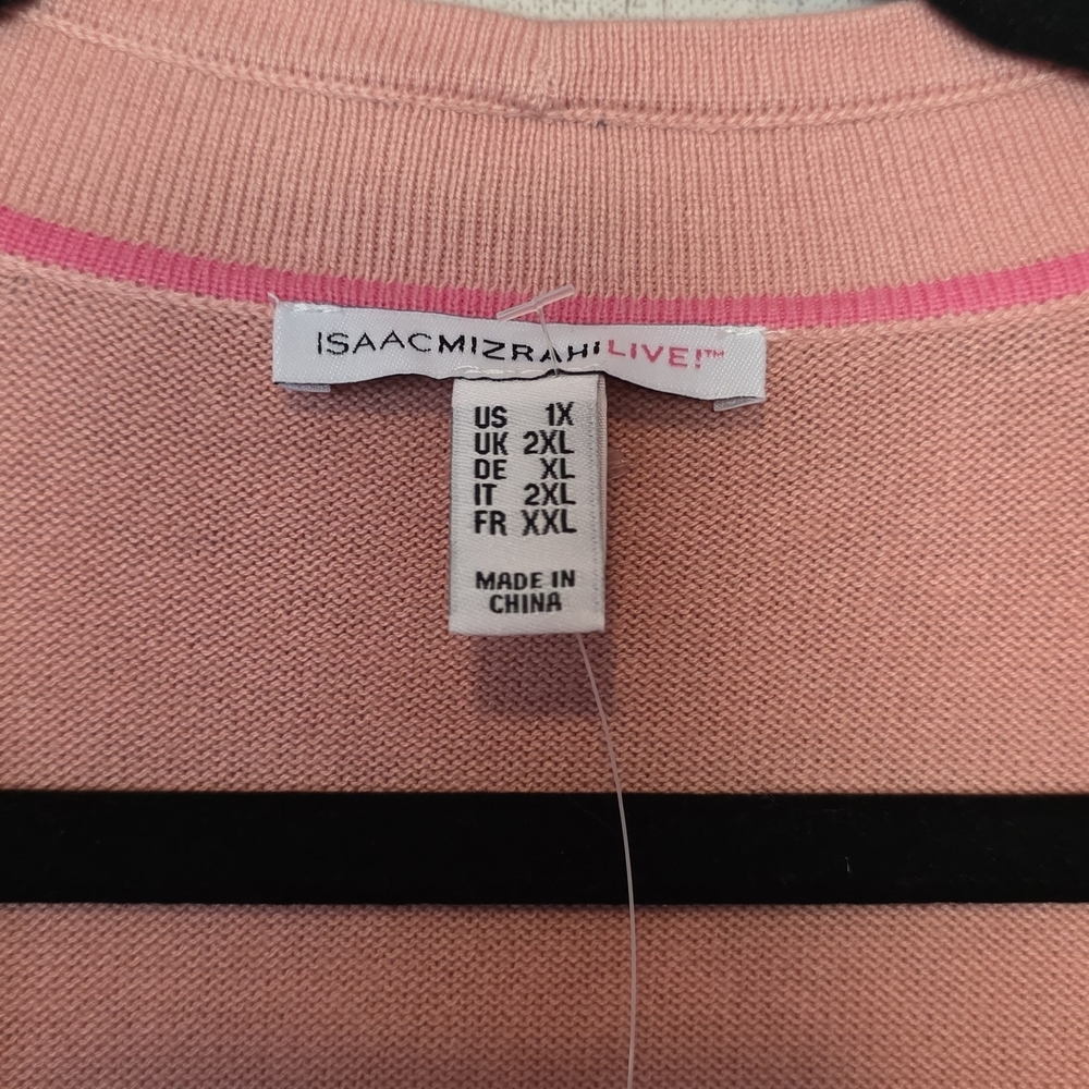 Isaac Mizrahi Short-Sleeve Open-Front Cardigan in Dusty Pink - Picture 4 of 5